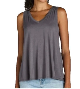 XL (16-18) TIME AND TRU Women’s Relaxed Fit High Low Sleeveless Tank Top Gray - Picture 1 of 12