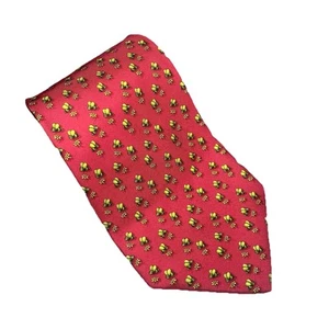 Salvatore Ferragamo Tie Silk Necktie Bee and Flower on Red - Picture 1 of 8