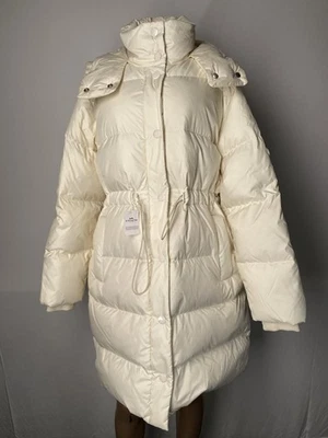 Coach Womens Coat Cream Ivory Size M Mid Down Puffer Hooded Waist Drawstring - Image 1 of 4
