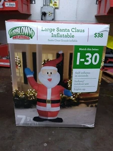 7ft Christmas Santa Claus Blue Mittens Lighted Airblown Inflatable Yard Decor - Picture 1 of 2