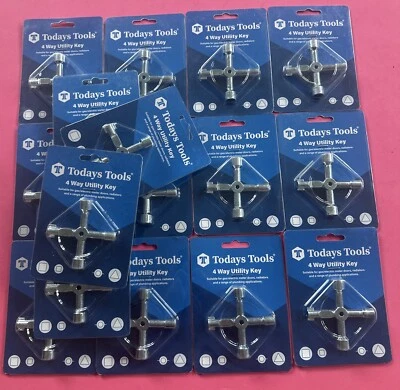 Chiave Radiatore 4 Vie Strumento Utilità Meter Box Gas Elettrico Ventilazione Servizio Joblot 16pz - Immagine 1 di 3