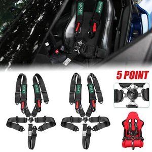 2PCS 5 Point Racing Harness Camlock Quick Release Safety Seat Belt Black UTV ATV - Picture 1 of 12