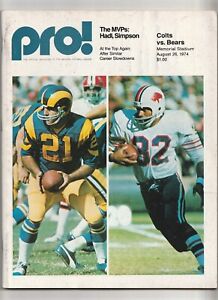 August 26, 1974 Colts vs Bears Pro! Football Program   VG