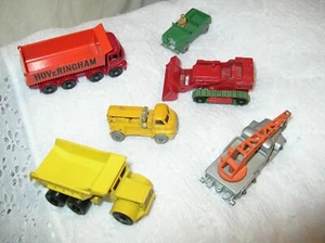 MATCHBOX LOT 50's 60's CRANE JEEP ROVER BULLDOZER DUMP TRUCK TRACTOR COMPRESSOR - Picture 1 of 12