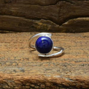 Increíble Azul Lapislázuli Gema 925 Plata de Ley Hecho a Mano Anillo Todo Tamaño - Imagen 1 de 4