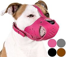  Dog Muzzle Pitbull Amstaff Basket Genuine Leather Staffordshire Terrier Pink