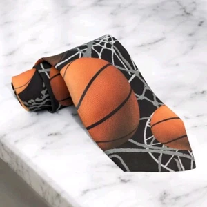 NWT Vintage Ralph Marlin Mens Luxury Silk Tie Basketball NBA - Picture 1 of 8