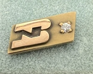 Vintage Burlington Northern Railroad RR 10K Gold Tie Tac with Diamond 1.4grams - Picture 1 of 4