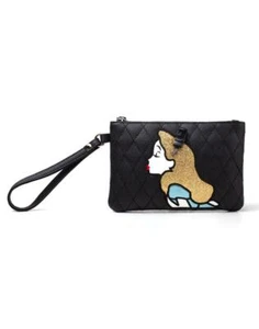 OFFIZIELLE DISNEY ALICE IN WONDERLAND GLITZER SCHWARZE TASCHE REISSVERSCHLUSS GELDBÖRSE - Bild 1 von 1