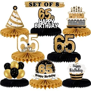 Happy 65th Birthday Table Honeycomb Centerpieces Party Decorations Gift Sign - Picture 1 of 7
