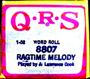Rollo de palabras QRS RAGTIME MELODY J Lawrence Cook 8807 tocado a mano rollo de piano - Imagen 1 de 1