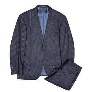 Injoy Reda Superior Wool Full Canvas Flannel Suit 2pc Pinstripe Blue 44R 36x31 - Picture 1 of 15