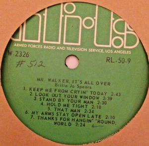 RADIO SHOW: AFN RL50-9 BILLIE JO SPEARS "MR WALKER IT'S ALL OVER; PORTER WAGONER - Picture 1 of 2