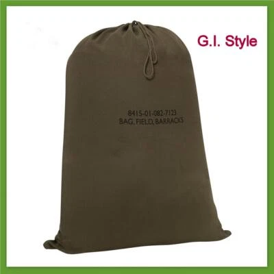 Military Army Type Drawstring Laundry Barracks Bag Heavyduty Cotton Canvas Olive - Image 1 of 4