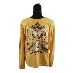 Motogear Shirt Mens XL Yellow White Long Sleeve Freedom And Love Shirt - Picture 1 of 1