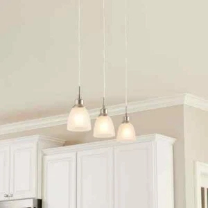 Hampton Bay 1-Light Brushed Nickel Mini Pendant w/ Frosted White Glass (3-Pack) - Picture 1 of 12
