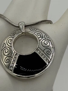 Brighton Wiltern Necklace Black and Gold Reversible crystal 18-20" preowned - Picture 1 of 6
