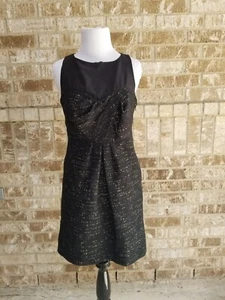 Tibi Neu mit Etikett Ritz Tweed schwarz gold schimmerndes Kleid Größe 6 - Bild 1 von 8
