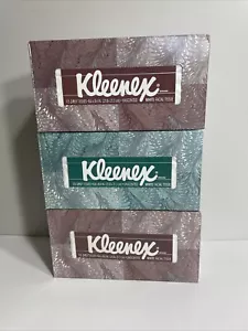 Vintage LOT 1996 3 KLEENEX Tissues Greige FEATHERS Box Kimberly-Clark Almond 175 - Picture 1 of 6