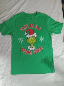 Boys Green Grinch "This Is Me Being Good" Christmas Holiday T-Shirt Free Ship - Picture 1 of 22
