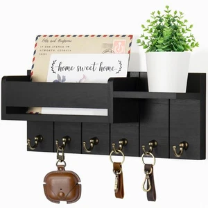 Key Holder Wall Mount - Decorative Key Rack and Mail Organizer with 6 Key Hoo... - Picture 1 of 5