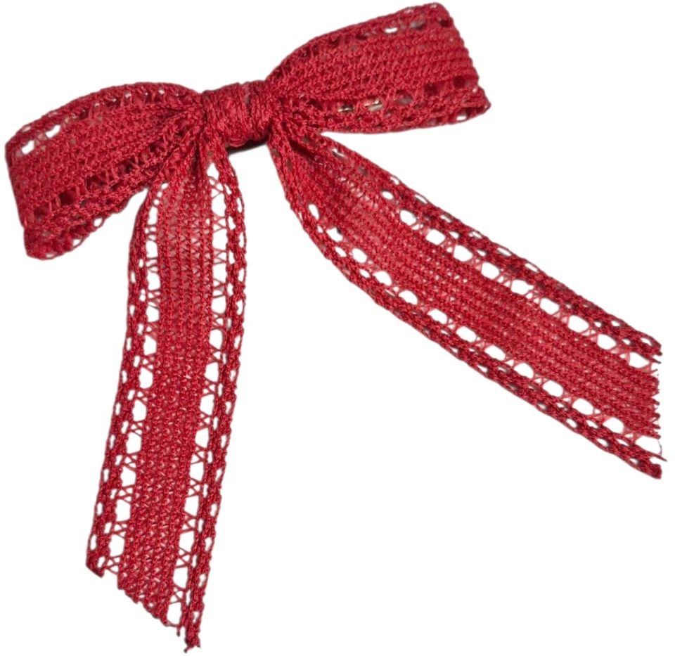J.Crew 工厂孔眼花边头发蝴蝶结发夹亮 Cerise 红色 均码 全新 — 第 1/4 张图片