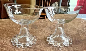 2 Great Vintage Imperial Candlewick Glass 3400 Champagne Hollow Stem Goblets - Picture 1 of 8