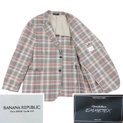 Blazer Banana Republic Emmetex Algodón Talla 48R Delgado, Sin Construir Cuadros 2 Botones Foto 1 de 4