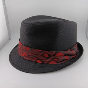 Carbon - schwarzer Fedora Hut mit rotem Band - Herren/Unisex L/XL - Gothic / Kostüm - Bild 1 von 5