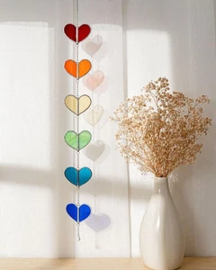 Prendisole Cuore Arcobaleno, Finestra in Vetro Colorato, Vetro Cuore Cattura Sole Decorazione - Foto 1 di 9