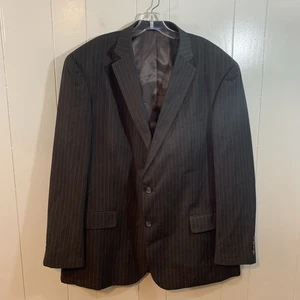 Stafford Chocolate Brown Pinstriped Men's Business Blazer Jacket 48 Long - Picture 1 of 9