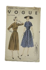 1953 Vogue 7956 Sewing Pattern One Piece Dress Sz 16 Unprinted UNCUT FF - Picture 1 of 13