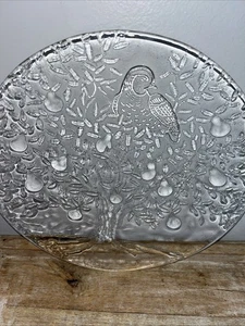 "Plato de vidrio transparente de perdiz y pera de 13"" de diámetro" - Imagen 1 de 10