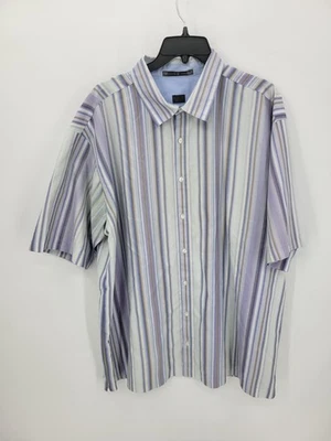 Tiger Woods Shirt Mens XL Blue Stripe Short Sleeve Button Up Preppy Casual - Image 1 of 4