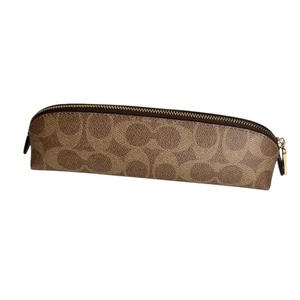 Astuccio portamatite Coach in tela firmato oro/marrone - Foto 1 di 4