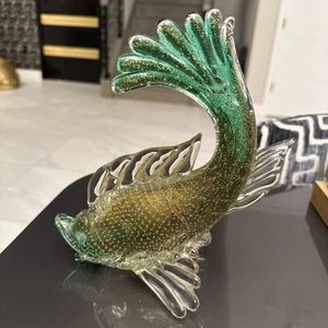 Murano Glass Fish Poli Seguso Billucante Gold Green 1938 Vintage Excellent 23CM - Picture 1 of 10