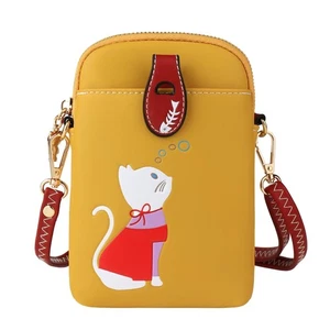Petit Sac à Bandoulière pour Femme Cuir Léger Mignon Chat Téléphone Portable Sac à Main avec... - Photo 1 sur 7