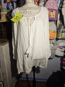 Dreams Co weiße Boho Bluse Übergröße 2x 26/28 Quasten - Bild 1 von 9