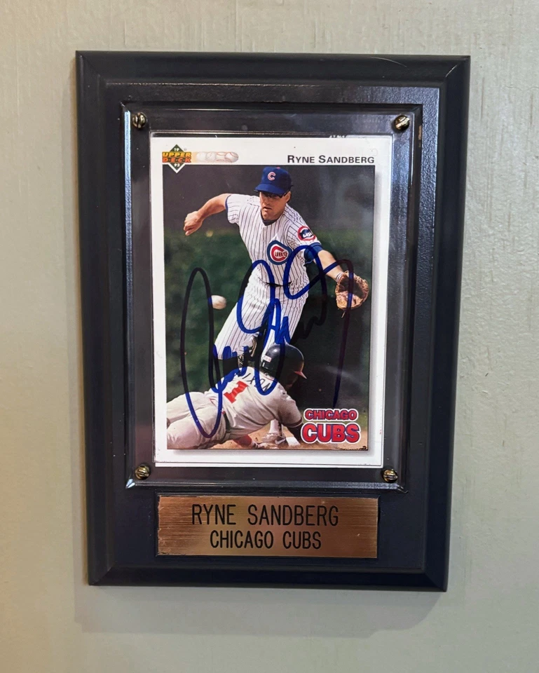 1992 Topps Ryne Sandberg Upper Deck cartão de beisebol e placa 6,5” x 4,5” cinza-d - Imagem 1 de 2