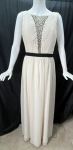 Chi Chi London Ivory Cream Embellished Rhinestone Long Maxi Dress Size 10 Formal - Picture 1 of 11