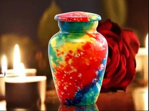 Urna para adultos con estampado de ojos tiedye cremación para cenizas 200 libras con estuche de terciopelo y bolsa - Imagen 1 de 4