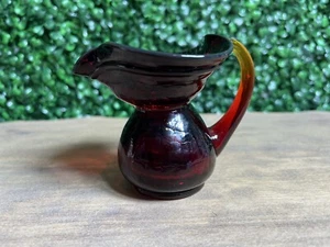 Amberina Crackle Glass Miniature Pitcher Orange Yellow 3” EUC - Picture 1 of 7