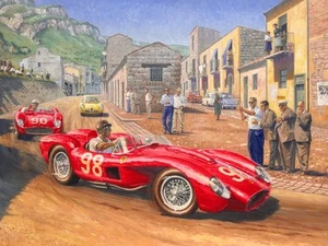 Impresión artística de coche clásico Ferrari 250 Testa Rossa Targa Florio Motor Sport Racing - Imagen 1 de 1