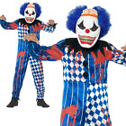 Clown Costume + Mask Boys Halloween Scary Clown Fancy Dress Outfit Kids Clowns