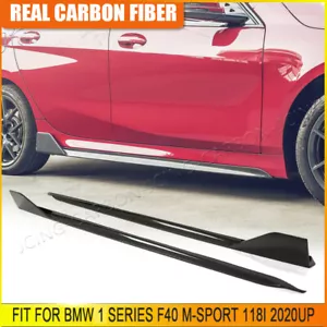 REAL CARBON Fiber Side Skirt Extension Lip For 2020-23 BMW F40 1-Series M-Sport - Picture 1 of 17