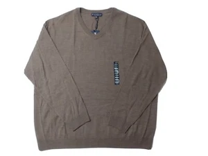 Hart Schaffner Marx men 2XB Extra Fine Merino Wool V-Neck Pullover Sweater Taupe - Picture 1 of 8