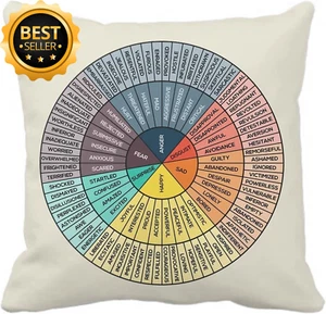 Takao Wheel of Emotions Velvet Pillow Covers - 18x18" Cozy Throw, White - Picture 1 of 12