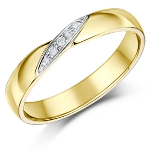 9ct Anillo Oro Amarillo Cruzado Diamante 3.5mm Anillo - Imagen 1 de 2