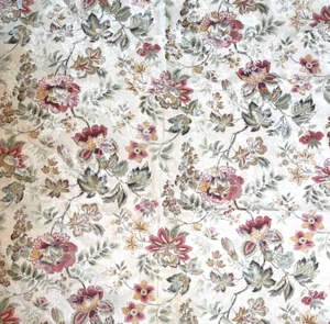 Gorgeous cotton woven brocade with large floral screen print overlay, 4.3 Ydx60" - Picture 1 of 9