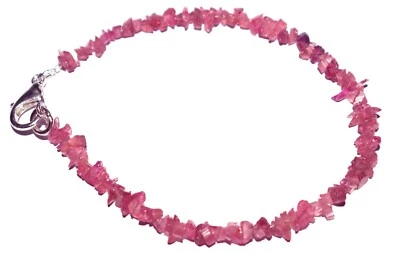 925 Argento Fine Rosa Tormalina Gemma 2-2.5 MM Perline 8 " Filo Bracciale BN-67 - Immagine 1 di 4